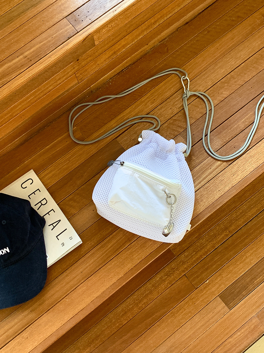 Small Mesh Drawstring Bucket Bag Shoulder Bag
